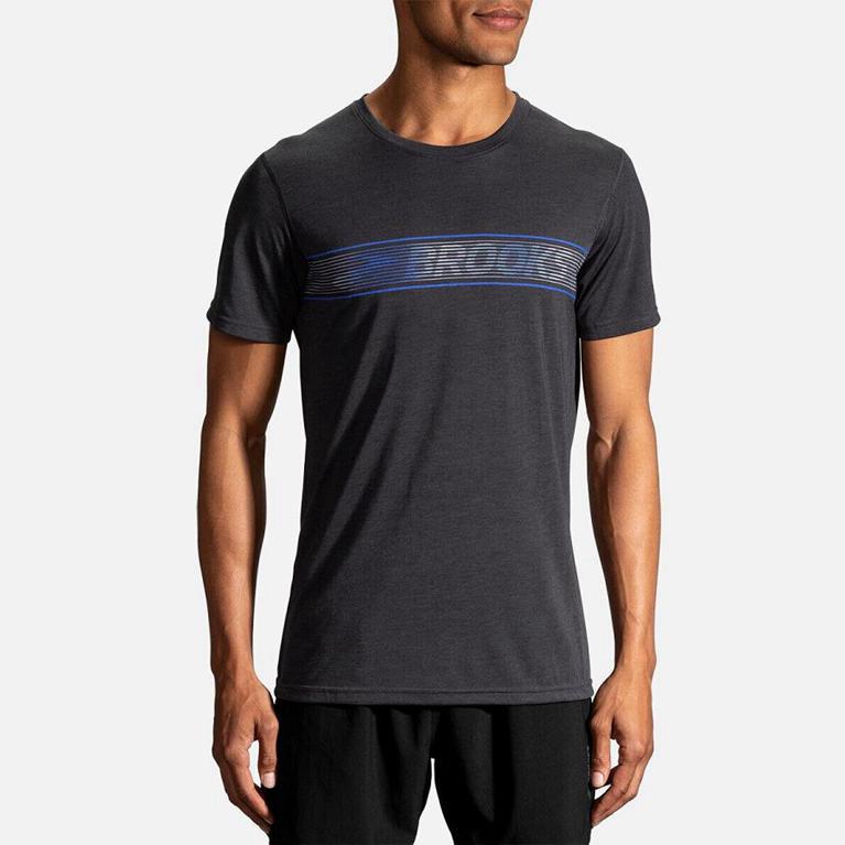 Brooks Men's Distance Graphic Short Sleeve Running Shirt - Grey (ARYK14673)